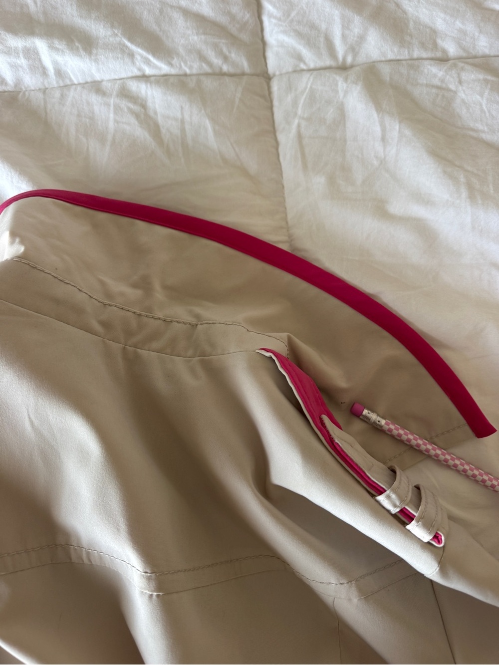 Esprit Y2K Beige Hot Pink Trim Belted Double Breasted Trench Coat Small - Picture 13 of 14